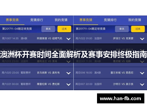 澳洲杯开赛时间全面解析及赛事安排终极指南
